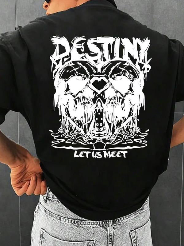 Men'WB shield Cartoon & Letter Print Graphic Tee, Casual Loose Short Sleeve T-shirt for Summer, Men'WB shield Top for...