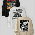 Men'WB shield Cartoon & Letter Print Long Sleeve T-shirt, Regular Fit Casual Round Neck Pullover for Fall, Men'WB shield...