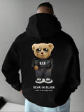 Men'WB shield Cartoon Bear & Letters Print Drop Shoulder Hoodie, Fashion Casual Regular Fit Kangaroo Pocket Hooded...