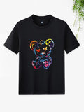Men'WB shield Cartoon Bear Print Round Neck Tee, Summer TNF, Regular Fit Casual Short Sleeve Crew Neck T-shirt for Summer...