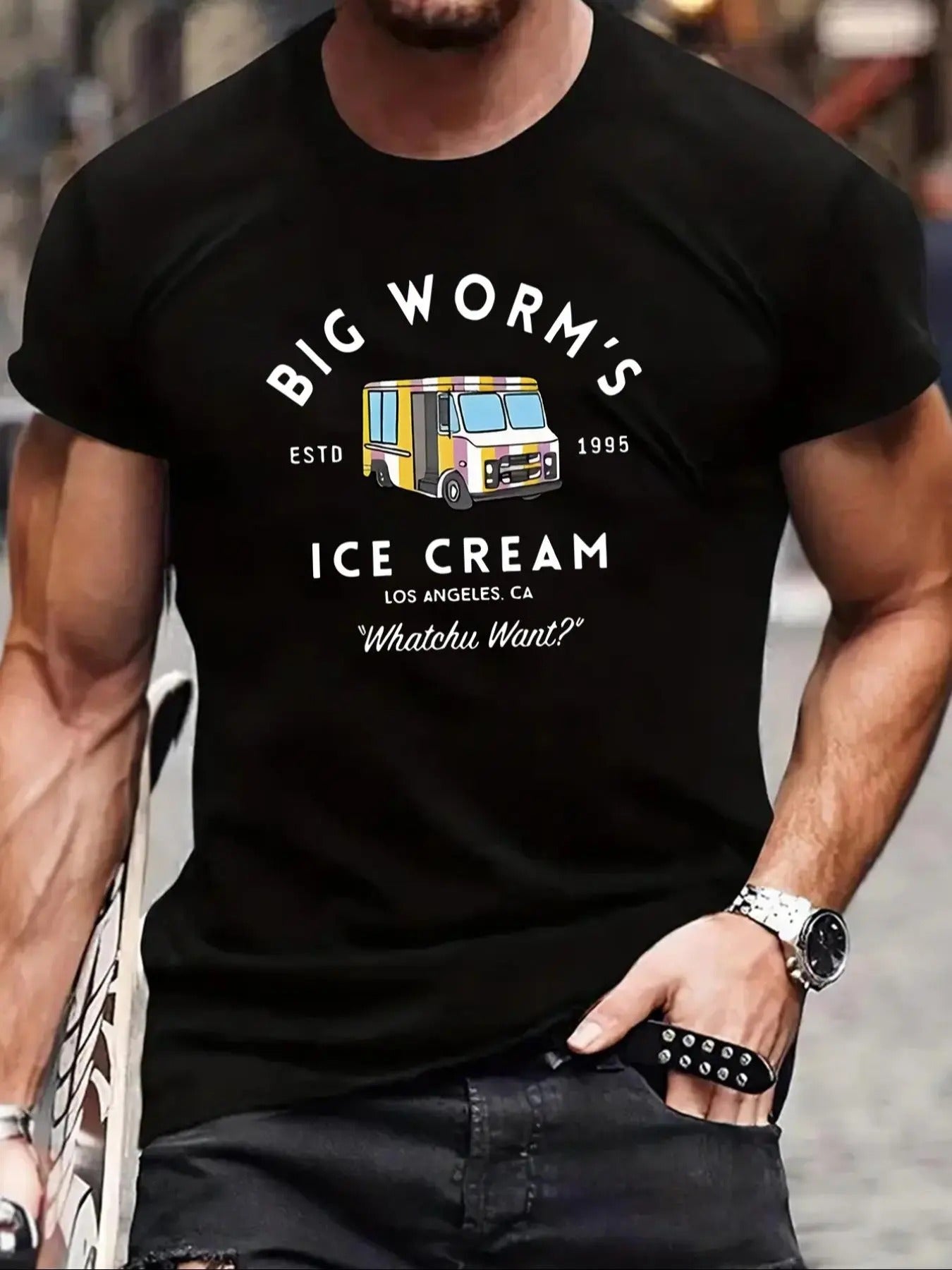 Men'WB shield Cartoon Car & Letter Graphic Print Round Neck Tee, Lightsaber brand Shirts for Men, Regular Fit Casual...