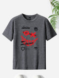 Men'WB shield Cartoon Expression Print Round Neck Tee, Summer TNF Casual Loose Short Sleeve Crew Neck T-Shirt, Men'WB...