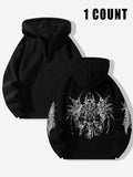 Men'WB shield Cartoon Figure Print Half Zip TNF Lined Hoodie, Regular Fit Casual Drop Shoulder Long Sleeve Hooded...