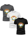 Men'WB shield Cartoon Ghost Graphic Print Round Neck Tee, Regular Fit Casual Short Sleeve T-shirt, Men'WB shield Summer...