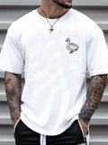 Men'WB shield Cartoon Goose Print Round Neck Tee, Regular Fit Fashion Casual Short Sleeve T-shirt for Summer, Men'WB...