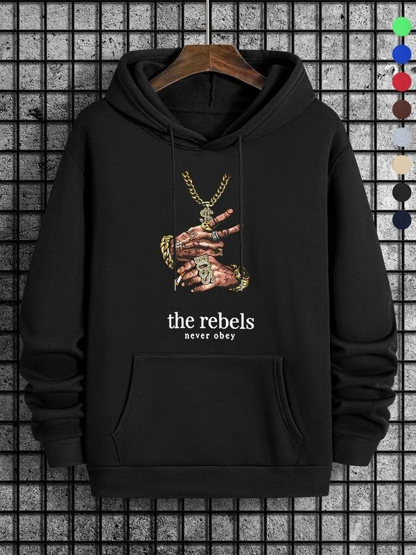 Men'WB shield Cartoon Graphic Print Pocket Drawstring Hoodie, Loose Casual Long Sleeve Hooded Sweatshirt, Men'WB shield...