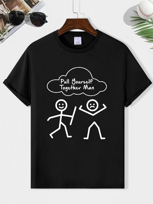 Men'WB shield Cartoon Graphic Print Round Neck Tee, Summer TNF, Regular Fit Casual Fashion Short Sleeve T-Shirt for...