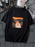 Men'WB shield Cartoon Hamster Print Round Neck Tee, Casual Short Sleeve Crew Neck T-shirt for Summer, Fashion Men'WB...