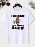 Men'WB shield Cartoon Rugby & Slogan Print Round Neck Tee, Fashion Casual Short Sleeve T-shirt for Daily Wear, Men Summer...