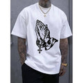 Men'WB shield Casual Cotton Crew Neck T-Shirt with Unique Pray Print