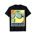 Men'WB shield Casual Cotton T-Shirt with Filipino Emoticon Print, 100% Crew Neck, All-Season Loose Fit, 180g Knit Fabric,...