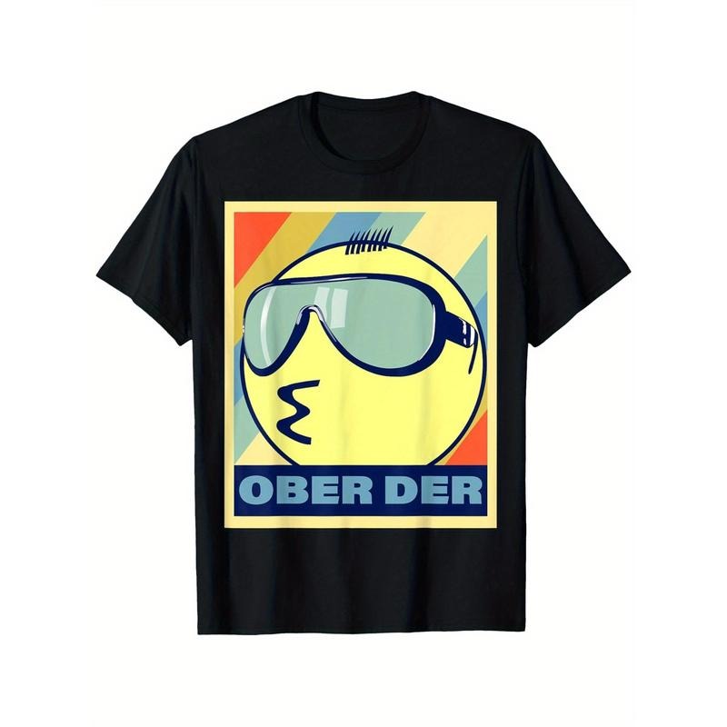 Men'WB shield Casual Cotton T-Shirt with Filipino Emoticon Print, 100% Crew Neck, All-Season Loose Fit, 180g Knit Fabric,...
