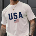 Men'WB shield Casual Crew Neck T-Shirt with USA Flag Print, Cotton Knit Fabric, Regular Fit Short Sleeve Tee men gifts...