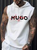 Men'WB shield Casual Loose Fit Hooded Vest, Trendy Streetwear for Summer, Comfortable Sports Top for Everyday Wear...