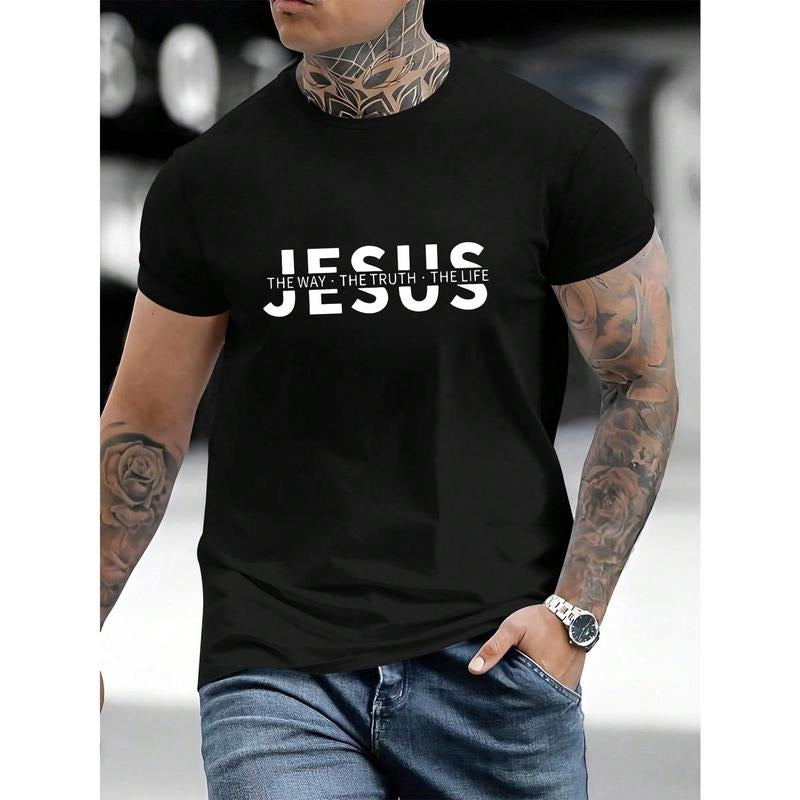 Men'WB shield Casual Slogan Print Short Sleeve Crew Neck T-Shirt, Suitable For Commuting, Summer Hoodie, Sweatshirt