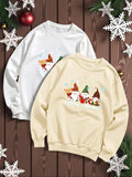 Men'WB shield Christmas Cartoon Print Drop Shoulder Sweatshirt, Casual Regular Fit Long Sleeve Round Neck Pullover for...