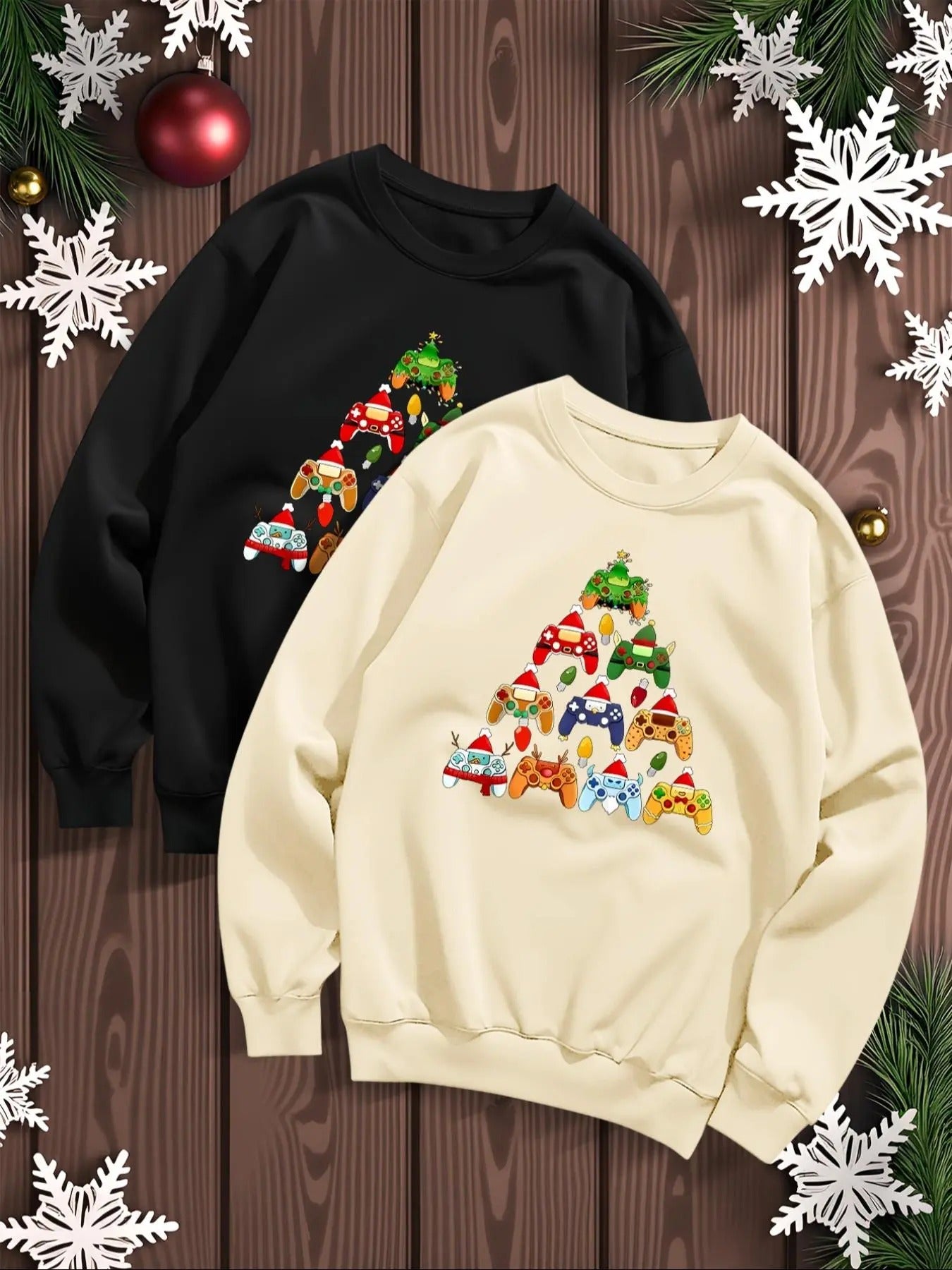 Men'WB shield Christmas Graphic Drop Shoulder Sweatshirt, Casual Regular Fit Long Sleeve Round Neck Pullover for Fall &...