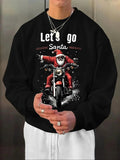 Men'WB shield Christmas Santa Claus & Letter Print Drop Shoulder Sweatshirt, Regular Fit Casual Long Sleeve Round Neck...