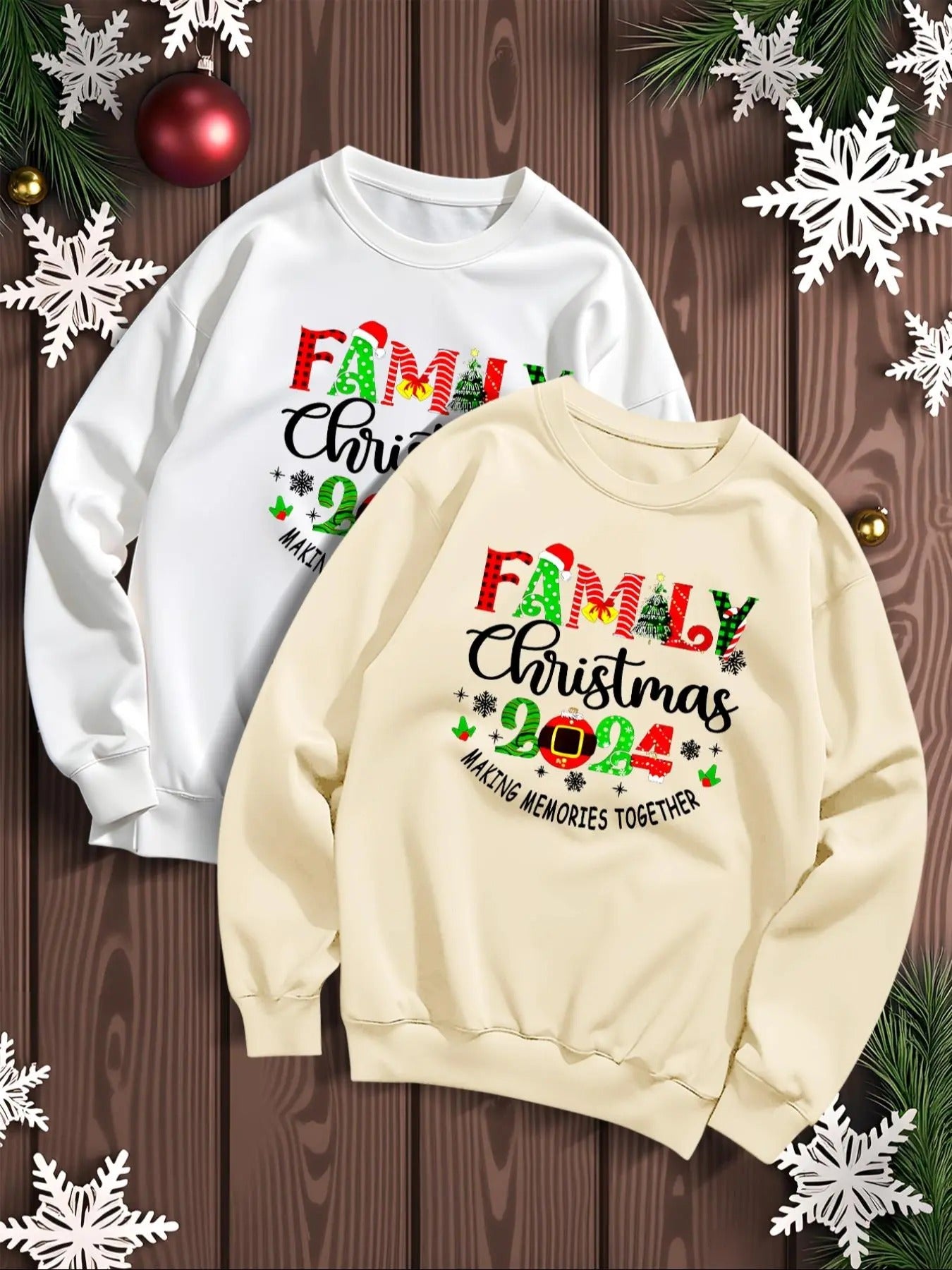 Men'WB shield Christmas TNF Letter Print Drop Shoulder Sweatshirt, Regular Fit Casual Long Sleeve Round Neck Pullover for...