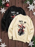 Men'WB shield Christmas TNF Print Drop Shoulder Sweatshirt, Casual Regular Fit Long Sleeve Round Neck Pullover for Fall &...
