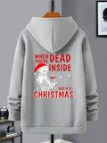 Men'WB shield Christmas TNF Skeleton Print Hoodie, Regular Fit Casual Letter & Heart Print Hooded Sweatshirt for Daily...