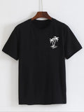 Men'WB shield Coconut Tree Print Round Neck Tee, Summer TNF Regular Fit Fashion Casual Short Sleeve T-shirt for Summer,...
