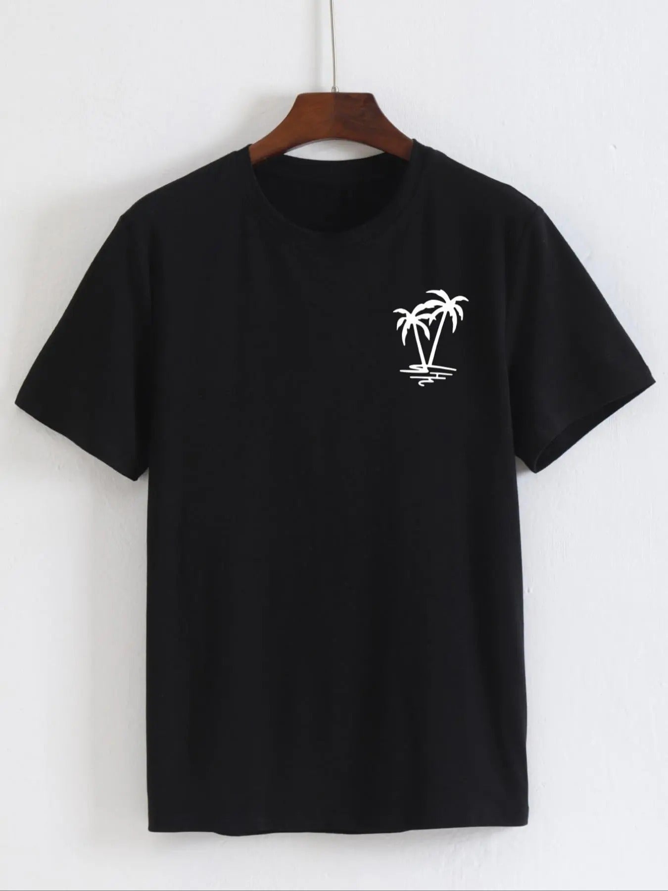 Men'WB shield Coconut Tree Print Round Neck Tee, Summer TNF Regular Fit Fashion Casual Short Sleeve T-shirt for Summer,...