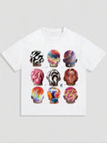 Men'WB shield Colorful Hairdressing Figure Print Drop Shoulder Tee, Regular Fit Casual Short Sleeve Round Neck T-Shirt...
