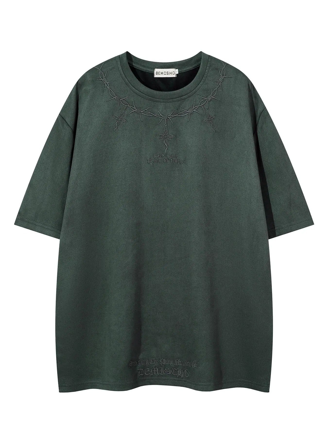 Men'WB shield Cross & Lightsaber brand & Letter Embroidery Half Sleeve Tee, Loose Casual Fashion Round Neck T-shirt for...