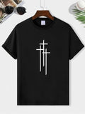 Men'WB shield Cross Graphic Round Neck Regular Sleeve Tee, Casual Short Sleeve T-Shirt for Summer, Men'WB shield Top for...