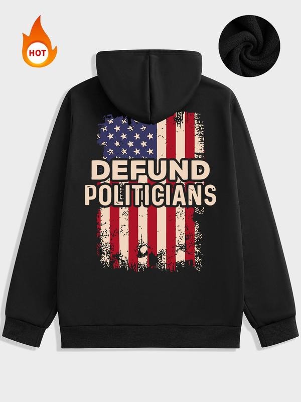 Men'WB shield Defund Politicians Hooded Sweatshirt, Casual Drop Shoulder Long Sleeve Hoodie, Men'WB shield Fall & Winter...