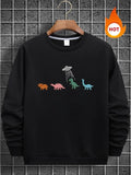 Men'WB shield Dinosaur Print Round Neck TNF Lined Sweatshirt, Regular Fit Casual Long Sleeve Crew Neck Pullover for Fall...