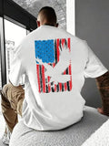 Men'WB shield Eagle & American Flag Print Round Neck Tee, Loose Casual Fashion Short Sleeve T-shirt for Summer, Men'WB...