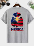 Men'WB shield Eagle & Letter Print Round Neck Tee, Casual Loose Short Sleeve T-shirt for Summer, Men'WB shield Top for...