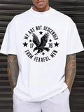 Men'WB shield Eagle & Letter Print Round Neck Tee, Casual Short Sleeve T-shirt for Daily Wear, Ladies Summer Outfit...