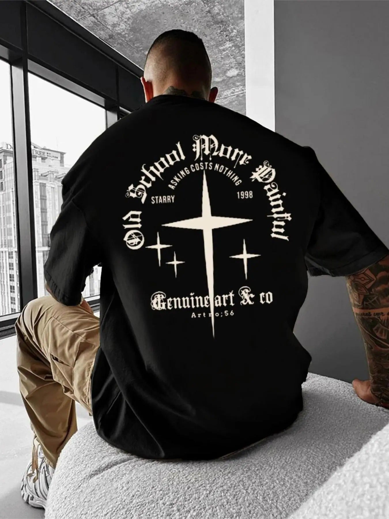 Men'WB shield Easter Letter Print Drop Shoulder Tee, Summer TNF Casual Fashion Regular Fit Round Neck Half Sleeve T-Shirt...