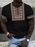 Men'WB shield Ethnic Pattern Round Neck Tee, Summer TNF, Regular Fit Casual Fashion Short Sleeve T-shirt for Daily Wear,...