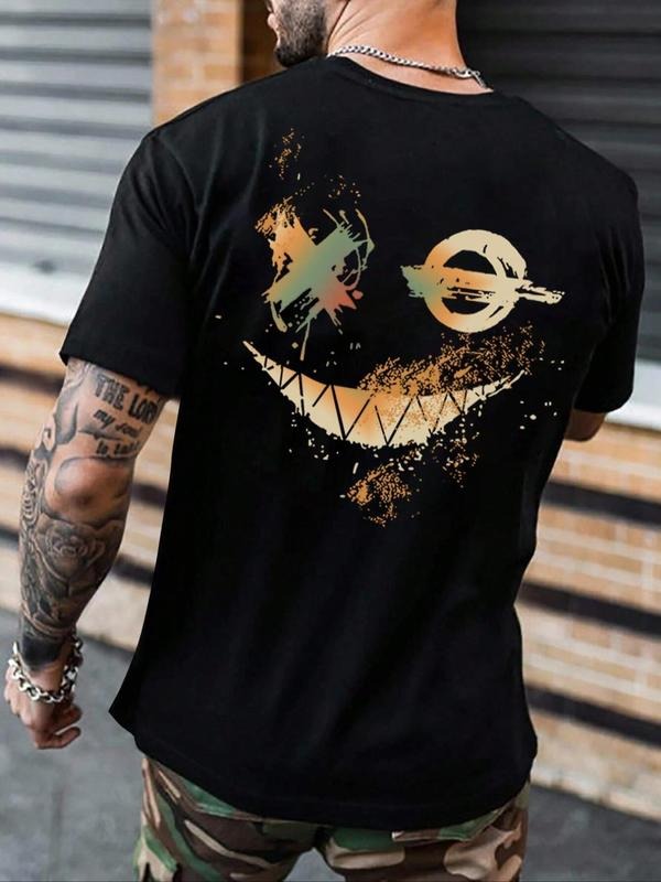 Men'WB shield Expression Print Round Neck Tee, Regular Fit Summer TNF Casual Short Sleeve T-shirt for Summer, Men'WB...