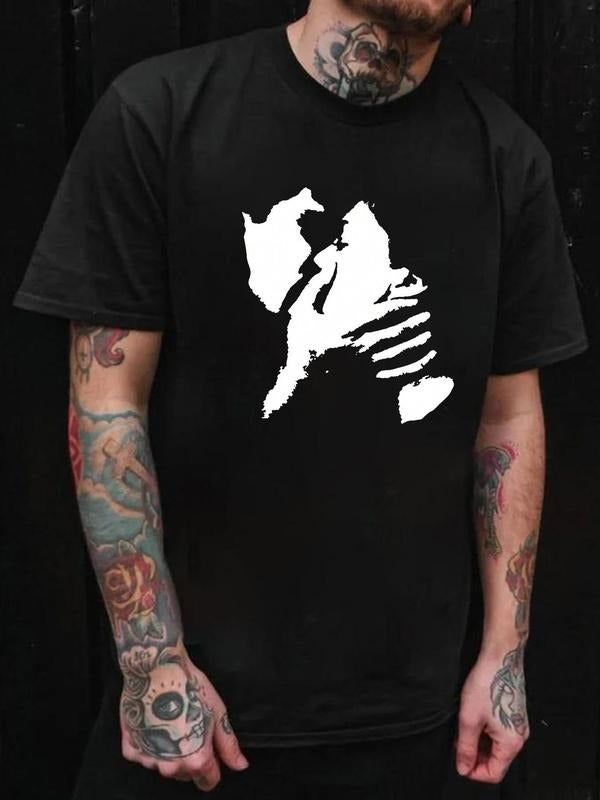 Men'WB shield Figure Print Round Neck Tee, Summer TNF Regular Fit Street Fashion Short Sleeve T-Shirt for Summer, Men'WB...