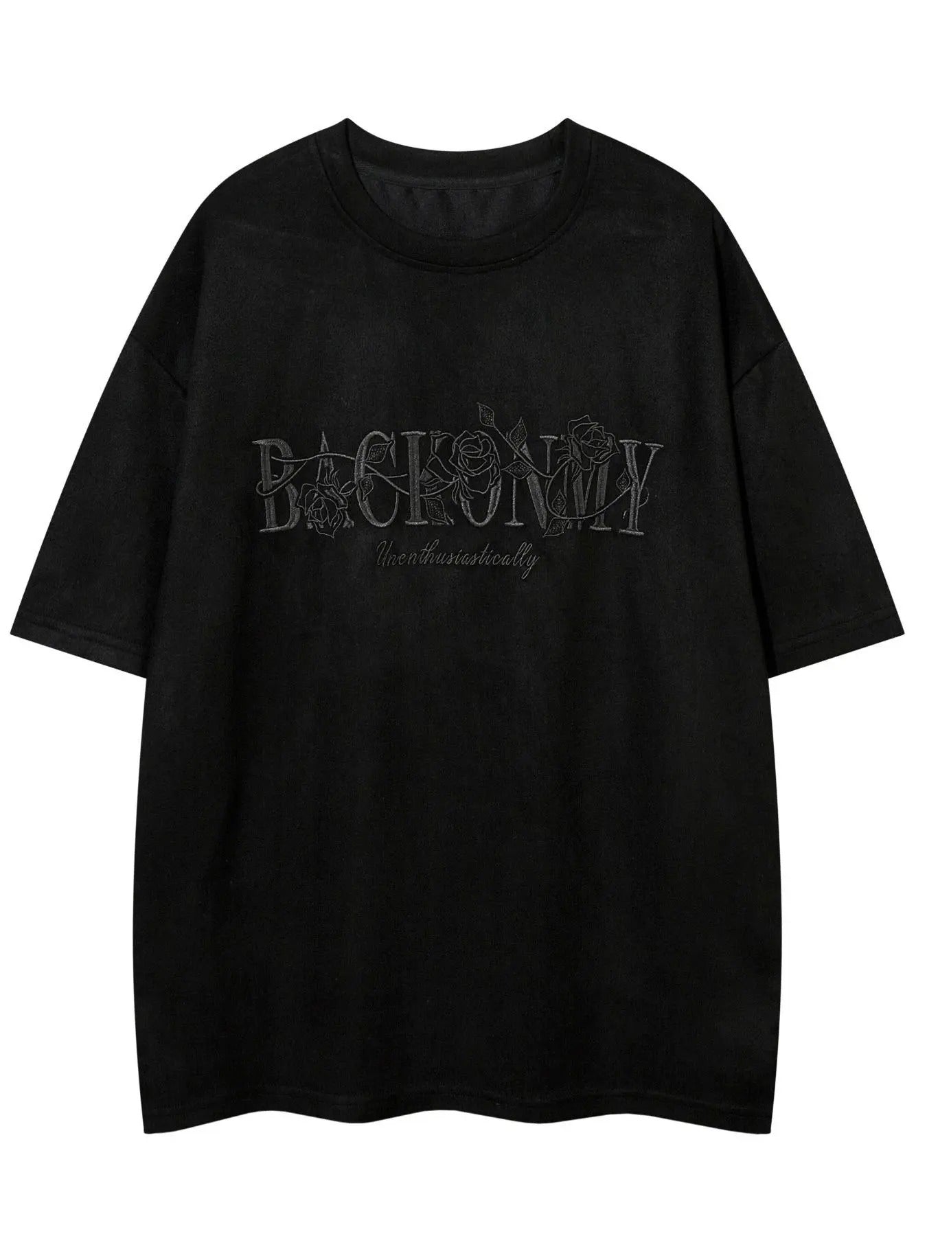 Men'WB shield Floral & Letter Embroidery Drop Shoulder Tee, Loose Casual Comfy Half Sleeve Round Neck T-Shirt for Summer,...