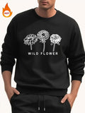 Men'WB shield Floral & Letter Print Drop Shoulder Sweatshirt, Regular Fit Casual FOG Comfy Long Sleeve Round Neck...