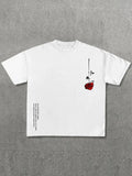 Men'WB shield Floral & Letter Print Round Neck Tee, Summer TNF, Regular Fit Short Sleeve Crew Neck T-Shirt, Casual Summer...