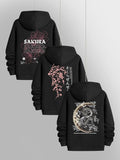 Men'WB shield Floral & Spiky hair fighters Graphic Print Pocket Drawstring Hoodie, Regular Fit Casual Long Sleeve Hooded...