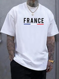 Men'WB shield France Flag Print Round Neck Tee, Regular Fit Casual Short Sleeve Crew Neck T-Shirt for Daily Wear, Men'WB...