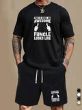 Men'WB shield Funcle Looks Like This Graphic Tee & Shorts Straw hat pirates Set, Loose Casual Round Neck Short Sleeve...