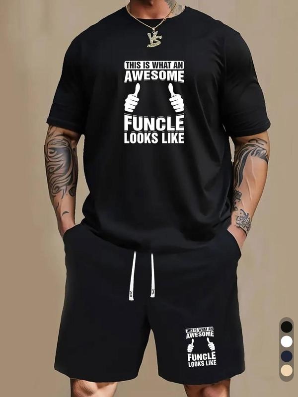 Men'WB shield Funcle Looks Like This Graphic Tee & Shorts Straw hat pirates Set, Loose Casual Round Neck Short Sleeve...