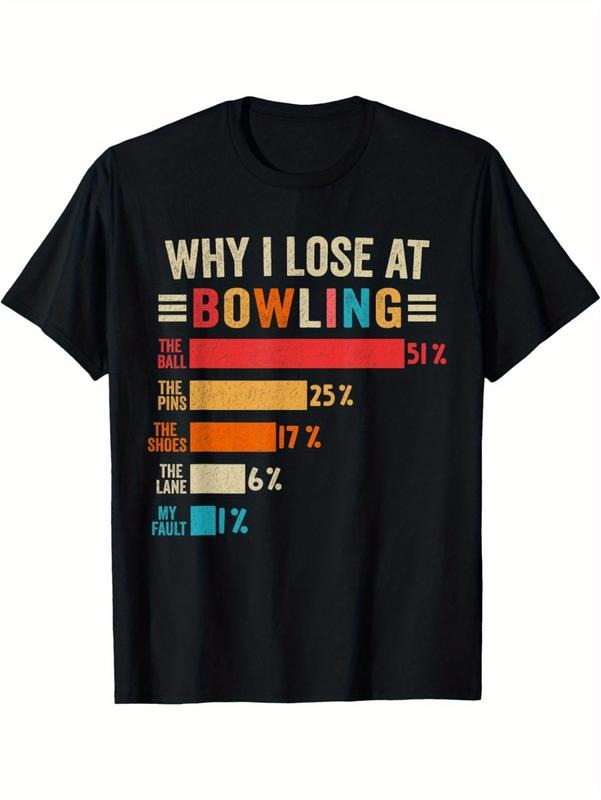Men'WB shield Funny Bowling Graphic T-Shirt