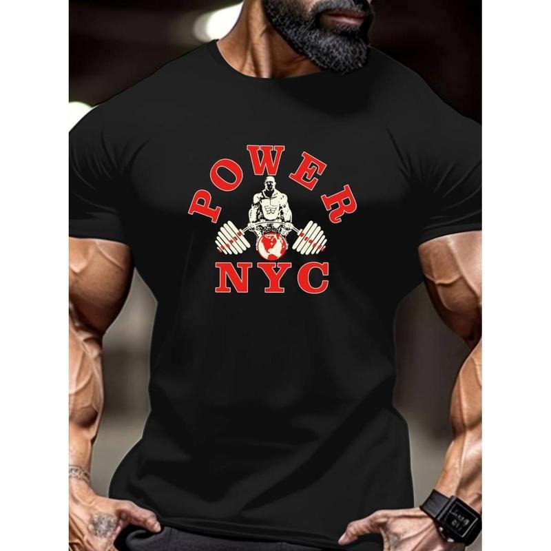 Men'WB shield Gifts Power NYC Graphic Print 1pc Casual Crew Neck T-Shirt