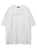 Men'WB shield Glitter Letter Patched Tee, Loose Casual Retro Short Sleeve Round Neck T-shirt for Summer, Fashion Men'WB...