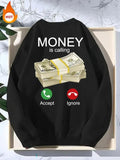 Men'WB shield Graphic Print Polar Fleece Lined Round Neck Sweatshirt, Loose Casual Fashion Drop Shoulder Long Sleeve...